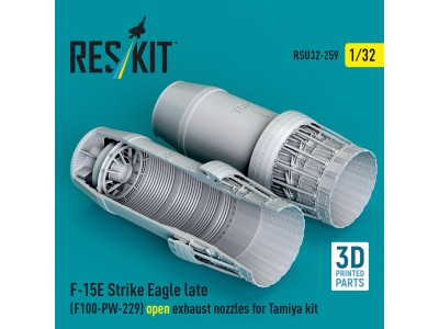 F?15E Strike Eagle late (F100-PW-229) open exhaust nozzles for Tamiya kit (3D Printed) 