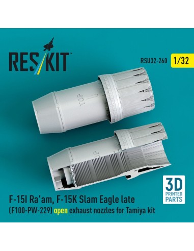 F?15I Ra'am, F?15K Slam Eagle late (F100-PW-229) open exhaust nozzles for Tamiya kit (3D Printed) 