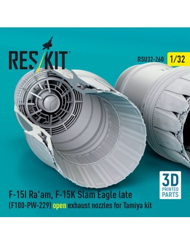 F?15I Ra'am, F?15K Slam Eagle late (F100-PW-229) open exhaust nozzles for Tamiya kit (3D Printed) 