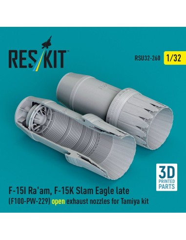 F?15I Ra'am, F?15K Slam Eagle late (F100-PW-229) open exhaust nozzles for Tamiya kit (3D Printed) 