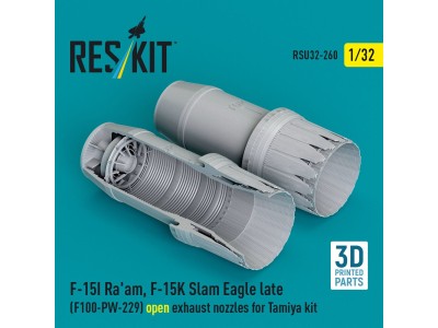 F?15I Ra'am, F?15K Slam Eagle late (F100-PW-229) open exhaust nozzles for Tamiya kit (3D Printed) 