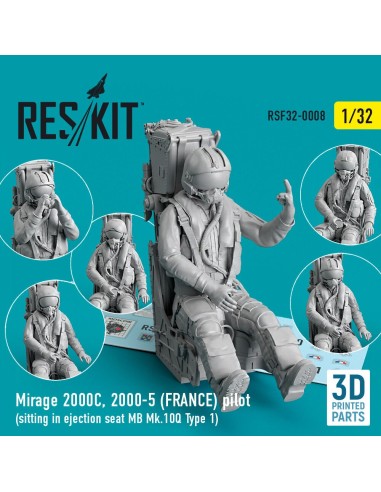 Mirage 2000C, 2000-5 (FRANCE) pilot sitting in ejection seat MB Mk.10Q (Type 1) (3D Printed) 