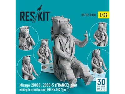 Mirage 2000C, 2000-5 (FRANCE) pilot sitting in ejection seat MB Mk.10Q (Type 1) (3D Printed) 
