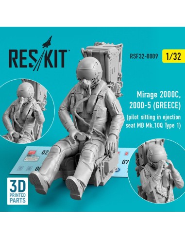 Mirage 2000C, 2000-5 (GREECE) pilot sitting in ejection seat MB Mk.10Q (Type 1) (3D Printed) 