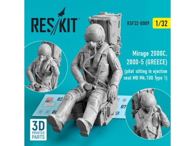 Mirage 2000C, 2000-5 (GREECE) pilot sitting in ejection seat MB Mk.10Q (Type 1) (3D Printed) 