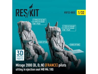Mirage 2000 (B, D, N) (FRANCE) pilots sitting in ejection seat MB Mk.10Q (2 pcs) (3D Printed) 