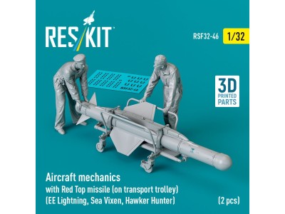 Aircraft mechanics with Red Top missile (on transport trolley) (EE Lightning, Sea Vixen, Hawker Hunter) (2 pcs) (3D Printed) 