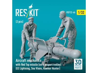 Aircraft mechanics with Red Top missile (on transport trolley) (EE Lightning, Sea Vixen, Hawker Hunter) (2 pcs) (3D Printed) 