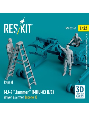 MJ-4 Jammer (MHU-83 B/E) driver & airmen (scene 1) (3 pcs) (3D Printed) 