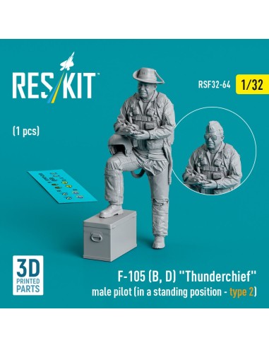 F-105 (D,F,G) Thunderchief male pilot (in a standing position - type 2) (1 pcs) (3D Printed) 
