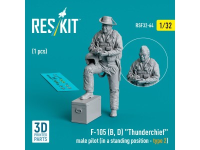 F-105 (D,F,G) Thunderchief male pilot (in a standing position - type 2) (1 pcs) (3D Printed) 