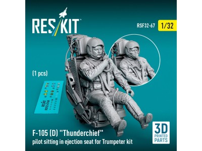 F-105D Thunderchief pilot sitting in ejection seat for Trumpeter kit (1 pcs) (3D Printed) 
