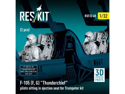 F-105F/G Thunderchief pilots sitting in ejection seat for Trumpeter kit (2 pcs) (3D Printed) 