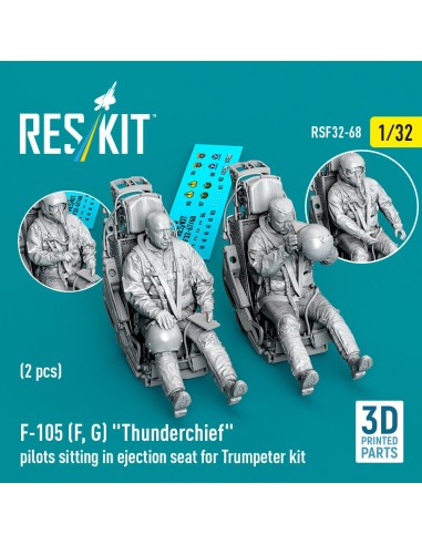 F-105F/G Thunderchief pilots sitting in ejection seat for Trumpeter kit (2 pcs) (3D Printed) 