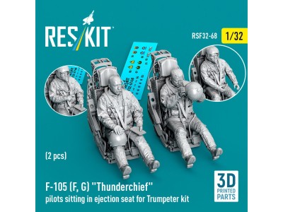 F-105F/G Thunderchief pilots sitting in ejection seat for Trumpeter kit (2 pcs) (3D Printed) 