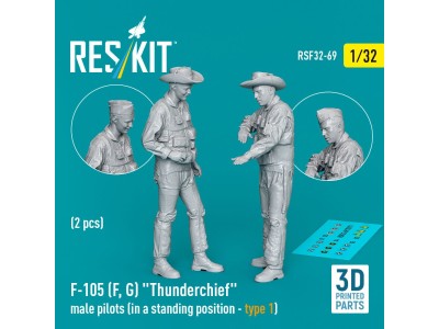 F-105 (F, G) Thunderchief male pilots (in a standing position - type 1) (2 pcs) (3D Printed) 