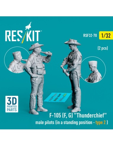 F-105 (F, G) Thunderchief male pilots (in a standing position - type 2) (2 pcs) (3D Printed) 