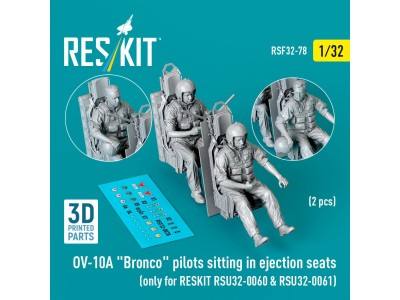 OV-10A Bronco pilots sitting in ejection seats (2 pcs) (only for RESKIT RSU32-0060 & RSU32-0061) (3D Printed) 