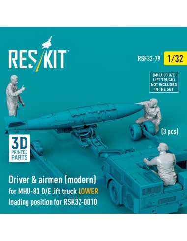 Driver & airmen (modern) (3 pcs) (MHU-83 D/E lift truck LOWER loading position for RSK32-0010) (3D Printed) 