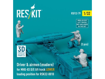 Driver & airmen (modern) (3 pcs) (MHU-83 D/E lift truck LOWER loading position for RSK32-0010) (3D Printed) 