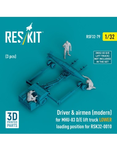 Driver & airmen (modern) (3 pcs) (MHU-83 D/E lift truck LOWER loading position for RSK32-0010) (3D Printed) 