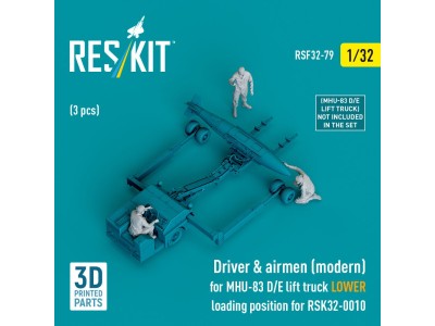 Driver & airmen (modern) (3 pcs) (MHU-83 D/E lift truck LOWER loading position for RSK32-0010) (3D Printed) 