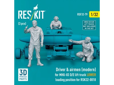 Driver & airmen (modern) (3 pcs) (MHU-83 D/E lift truck LOWER loading position for RSK32-0010) (3D Printed) 