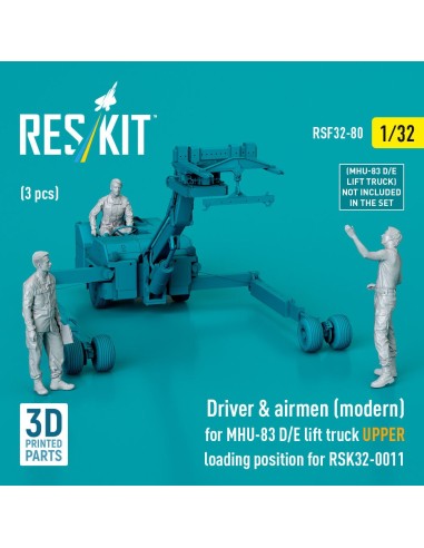 Driver & airmen (modern) (3 pcs) (MHU-83 D/E lift truck UPPER loading position for RSK32-0011) (3D Printed) 