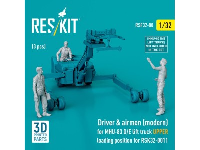 Driver & airmen (modern) (3 pcs) (MHU-83 D/E lift truck UPPER loading position for RSK32-0011) (3D Printed) 