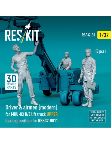 Driver & airmen (modern) (3 pcs) (MHU-83 D/E lift truck UPPER loading position for RSK32-0011) (3D Printed) 