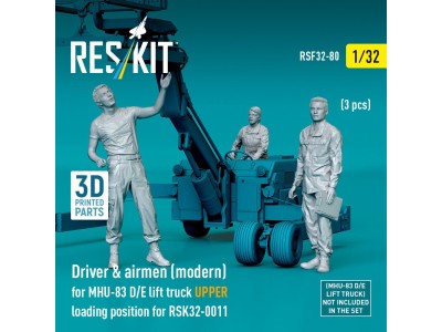 Driver & airmen (modern) (3 pcs) (MHU-83 D/E lift truck UPPER loading position for RSK32-0011) (3D Printed) 