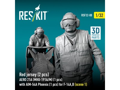 Red jersey (2 pcs) AERO 21A (MHU-191A/M) (1 pcs) with AIM-54A Phoenix (1 pcs) for F-14A,B (scene 1) (3D Printed) 