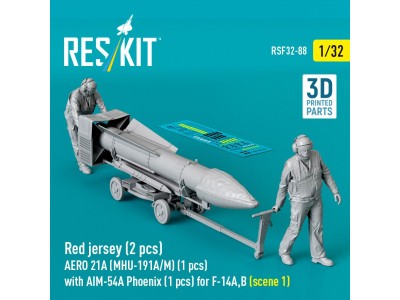 Red jersey (2 pcs) AERO 21A (MHU-191A/M) (1 pcs) with AIM-54A Phoenix (1 pcs) for F-14A,B (scene 1) (3D Printed) 