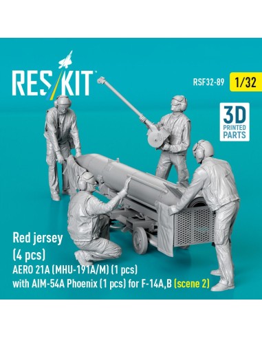 Red jersey (4 pcs) AERO 21A (MHU-191A/M) (1 pcs) with AIM-54A Phoenix (1 pcs) for F-14A,B (scene 2) (3D Printed) 