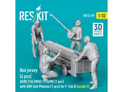Red jersey (4 pcs) AERO 21A (MHU-191A/M) (1 pcs) with AIM-54A Phoenix (1 pcs) for F-14A,B (scene 2) (3D Printed) 