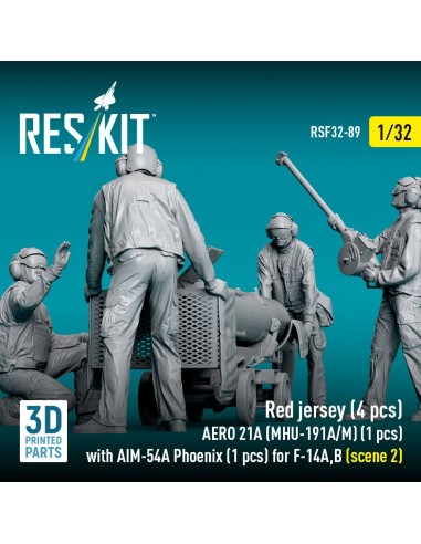 Red jersey (4 pcs) AERO 21A (MHU-191A/M) (1 pcs) with AIM-54A Phoenix (1 pcs) for F-14A,B (scene 2) (3D Printed) 