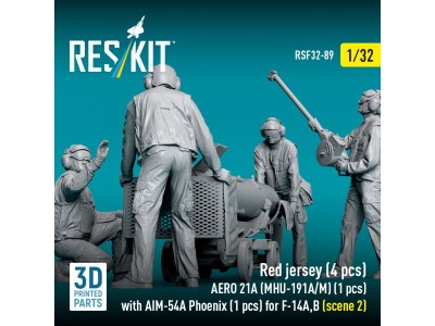 Red jersey (4 pcs) AERO 21A (MHU-191A/M) (1 pcs) with AIM-54A Phoenix (1 pcs) for F-14A,B (scene 2) (3D Printed) 
