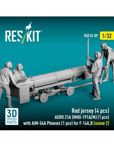 Red jersey (4 pcs) AERO 21A (MHU-191A/M) (1 pcs) with AIM-54A Phoenix (1 pcs) for F-14A,B (scene 2) (3D Printed) 