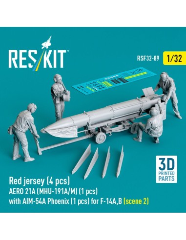 Red jersey (4 pcs) AERO 21A (MHU-191A/M) (1 pcs) with AIM-54A Phoenix (1 pcs) for F-14A,B (scene 2) (3D Printed) 