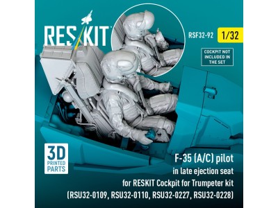 F-35 (A/C) pilot in late ejection seat for RESKIT Cockpit for Trumpeter kit (RSU32-0109, RSU32-0110, RSU32-0227, RSU32-0228) (3D