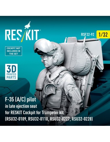 F-35 (A/C) pilot in late ejection seat for RESKIT Cockpit for Trumpeter kit (RSU32-0109, RSU32-0110, RSU32-0227, RSU32-0228) (3D