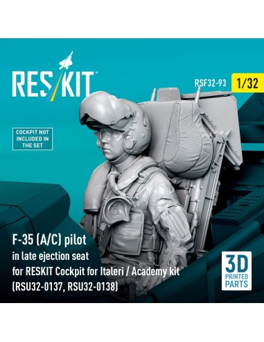 F-35 (A/C) pilot in late ejection seat for RESKIT Cockpit for Italeri / Academy kit (RSU32-0137, RSU32-0138) (3D Printed) 