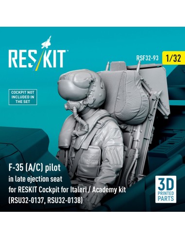 F-35 (A/C) pilot in late ejection seat for RESKIT Cockpit for Italeri / Academy kit (RSU32-0137, RSU32-0138) (3D Printed) 