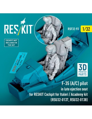 F-35 (A/C) pilot in late ejection seat for RESKIT Cockpit for Italeri / Academy kit (RSU32-0137, RSU32-0138) (3D Printed) 
