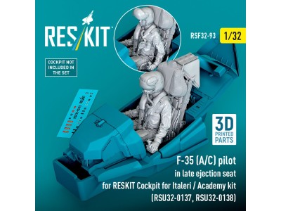 F-35 (A/C) pilot in late ejection seat for RESKIT Cockpit for Italeri / Academy kit (RSU32-0137, RSU32-0138) (3D Printed) 