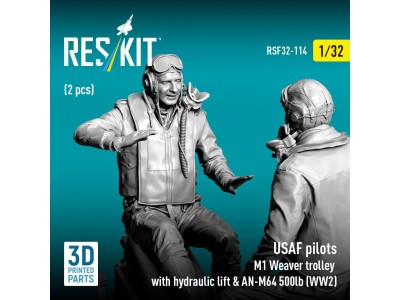 USAF pilots (2 pcs) & M1 Weaver trolley with hydraulic lift & AN-M64 500lb (WW2) (3D Printed) 