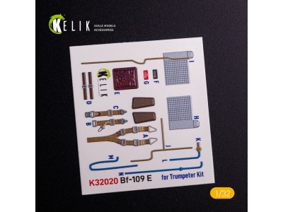 BF-109 E - Interior 3D Decal with 3D printed parts for Trumpeter kit 