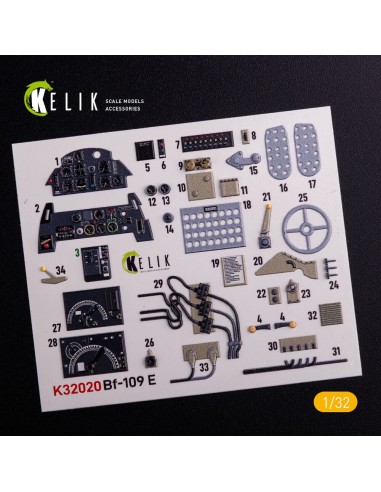 BF-109 E - Interior 3D Decal with 3D printed parts for Trumpeter kit 