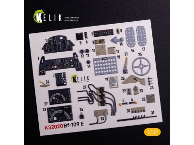BF-109 E - Interior 3D Decal with 3D printed parts for Trumpeter kit 