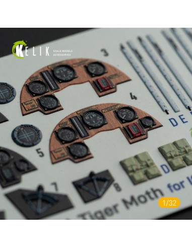 DH.81A Tiger Moth - Interior 3D Decal with 3D printed parts for ICM kit 